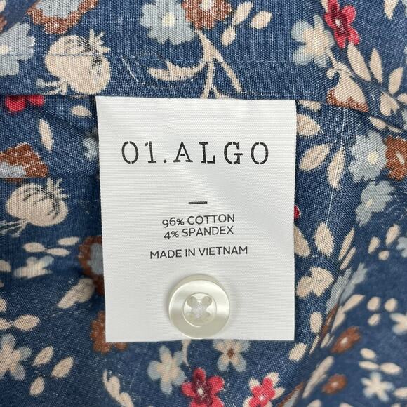 01. Algo Men’s Green Floral Camp Shirt XXL Non-Iron Stretch Short Sleeve - Picture 4 of 9